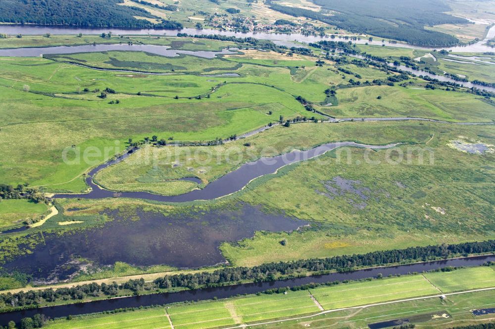 Schwedt / Oder from the bird's eye view: Nationalpark unteres Odertal östlich von Schwedt, Blick in Richtung Polen. Oder Valley National Park east of Schwedt.