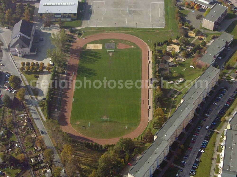 Oelsnitz from the bird's eye view: Elstertalstadion Adolf Damaschke Straße 55a, 08606 Oelsnitz