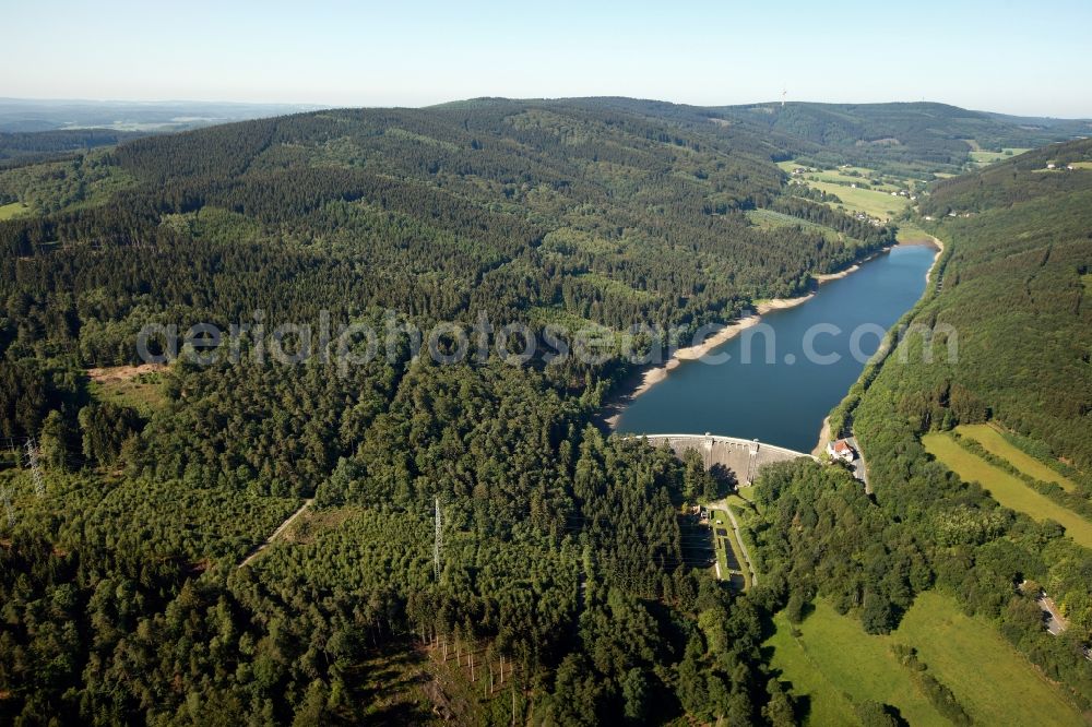 Plettenberg from the bird's eye view: View of the Oestertalsperre in Plettenberg in the state of North Rhine-Westphalia