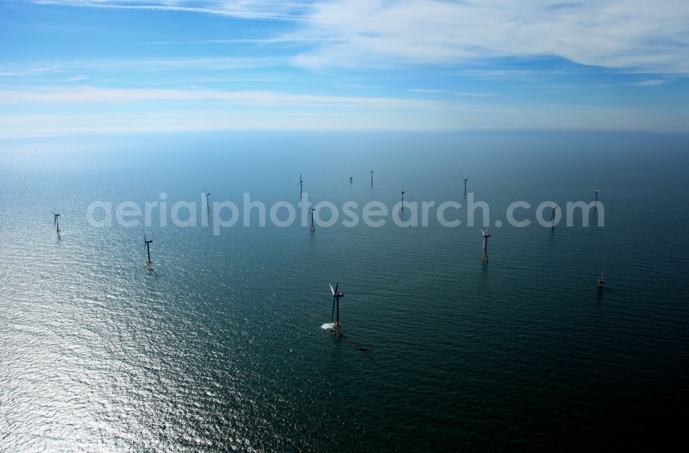 Borkum from above - View of the first German offshore wind farm alpha ventus in the German Bight