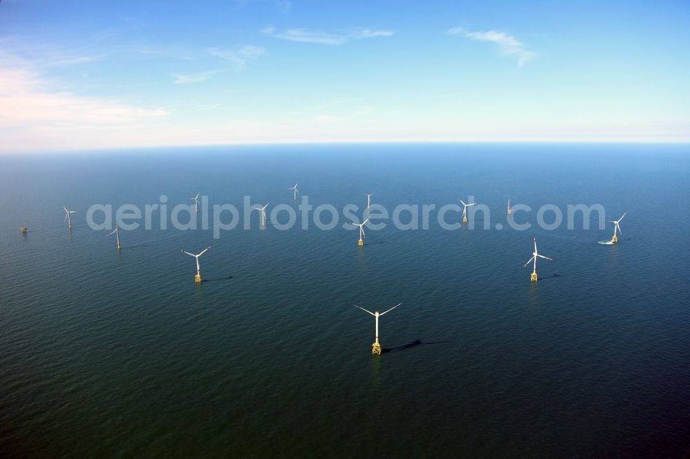 Aerial photograph Borkum - View of the first German offshore wind farm alpha ventus in the German Bight