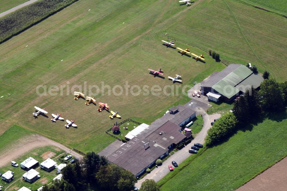 Rheinfelden (Baden) from above - Vintage aircraft at the airfield EDTR in Herten-Rheinfelden in Rheinfelden (Baden) in the state Baden-Wurttemberg, Germany