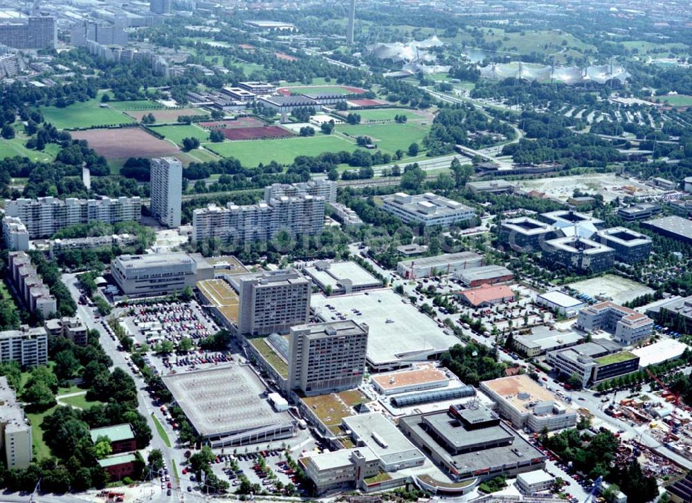 Aerial image München - Olympia - Einkaufszentrum am Olympiagelände in München.