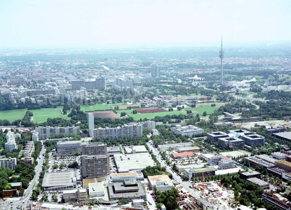 München from above - Olympia - Einkaufszentrum am Olympiagelände in München.