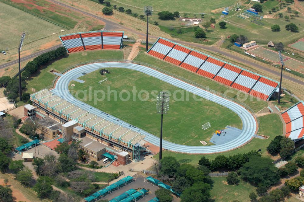 Rustenburg from above - Blick auf das Olympia Stadion im Olympiapark. The Olympia Stadium in the Olimpia Sports Complex, is a multi-purpose stadium in Rustenburg.