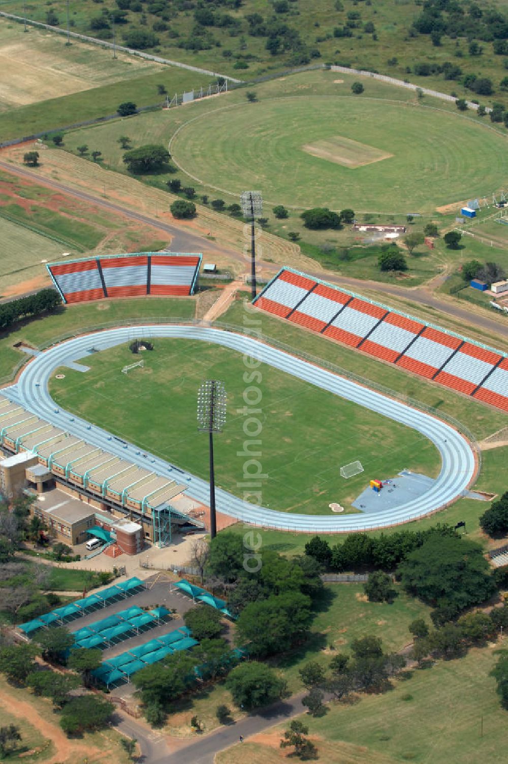 Rustenburg from the bird's eye view: Blick auf das Olympia Stadion im Olympiapark. The Olympia Stadium in the Olimpia Sports Complex, is a multi-purpose stadium in Rustenburg.