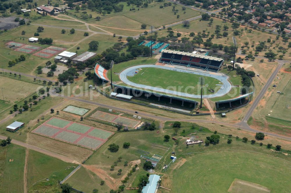 Rustenburg from above - Blick auf das Olympia Stadion im Olympiapark. The Olympia Stadium in the Olimpia Sports Complex, is a multi-purpose stadium in Rustenburg.