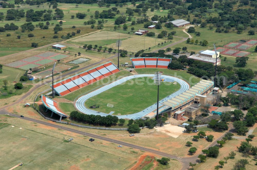 Rustenburg from above - Blick auf das Olympia Stadion im Olympiapark. The Olympia Stadium in the Olimpia Sports Complex, is a multi-purpose stadium in Rustenburg.