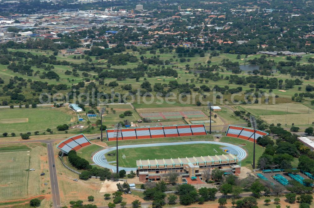 Rustenburg from the bird's eye view: Blick auf das Olympia Stadion im Olympiapark. The Olympia Stadium in the Olimpia Sports Complex, is a multi-purpose stadium in Rustenburg.