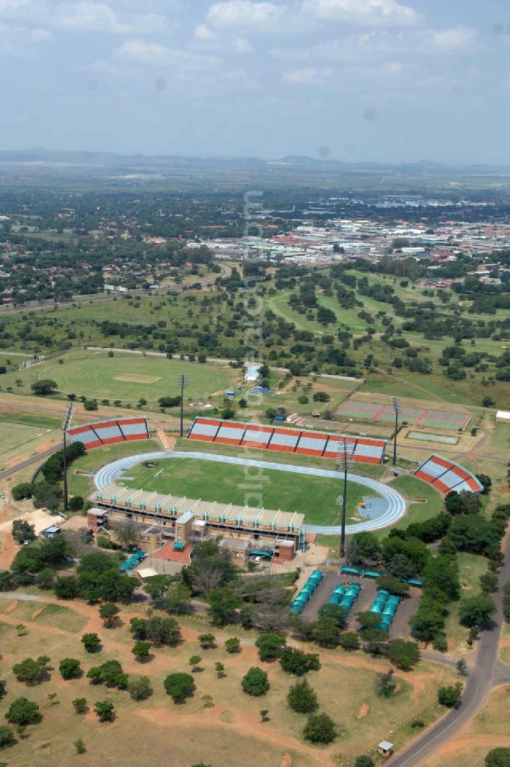 Aerial photograph Rustenburg - Blick auf das Olympia Stadion im Olympiapark. The Olympia Stadium in the Olimpia Sports Complex, is a multi-purpose stadium in Rustenburg.