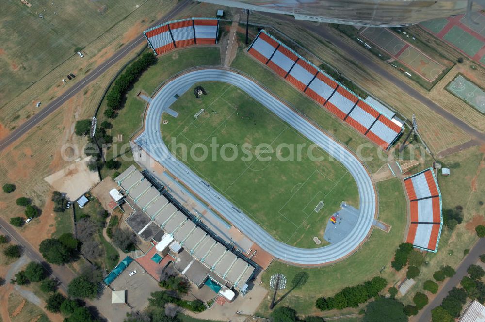 Rustenburg from above - Blick auf das Olympia Stadion im Olympiapark. The Olympia Stadium in the Olimpia Sports Complex, is a multi-purpose stadium in Rustenburg.