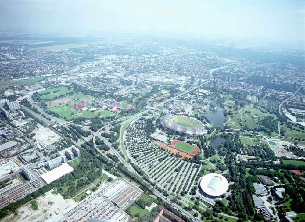 München from above - Olympiagelände in München.