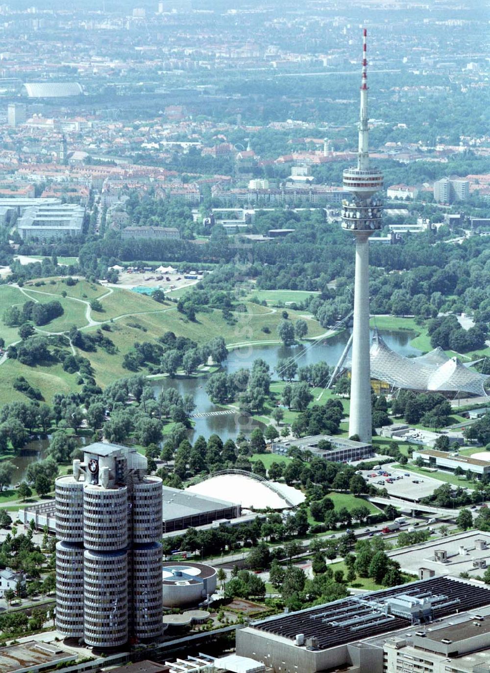 München from above - Olympiagelände in München.