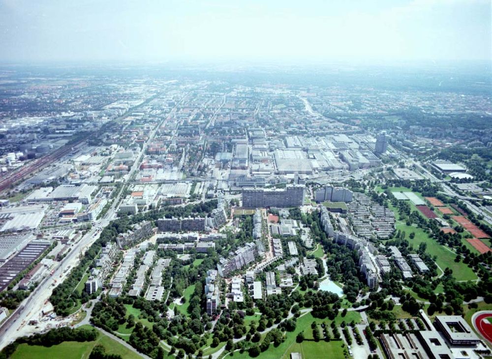 München from above - Olympiagelände in München.