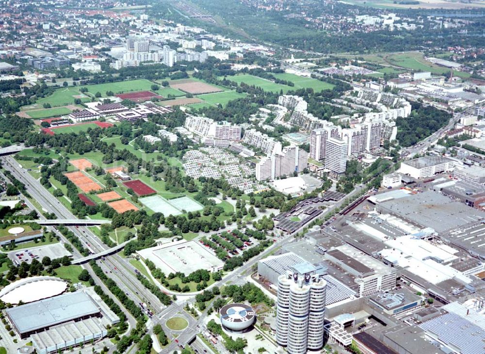 München from above - Olympiagelände in München mit dem BMW-Gelände.