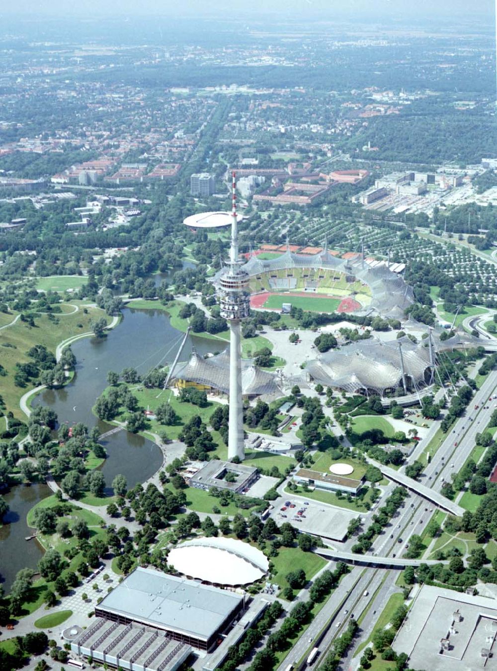 Aerial photograph München - Olympiagelände in München mit dem Fernsehturm.