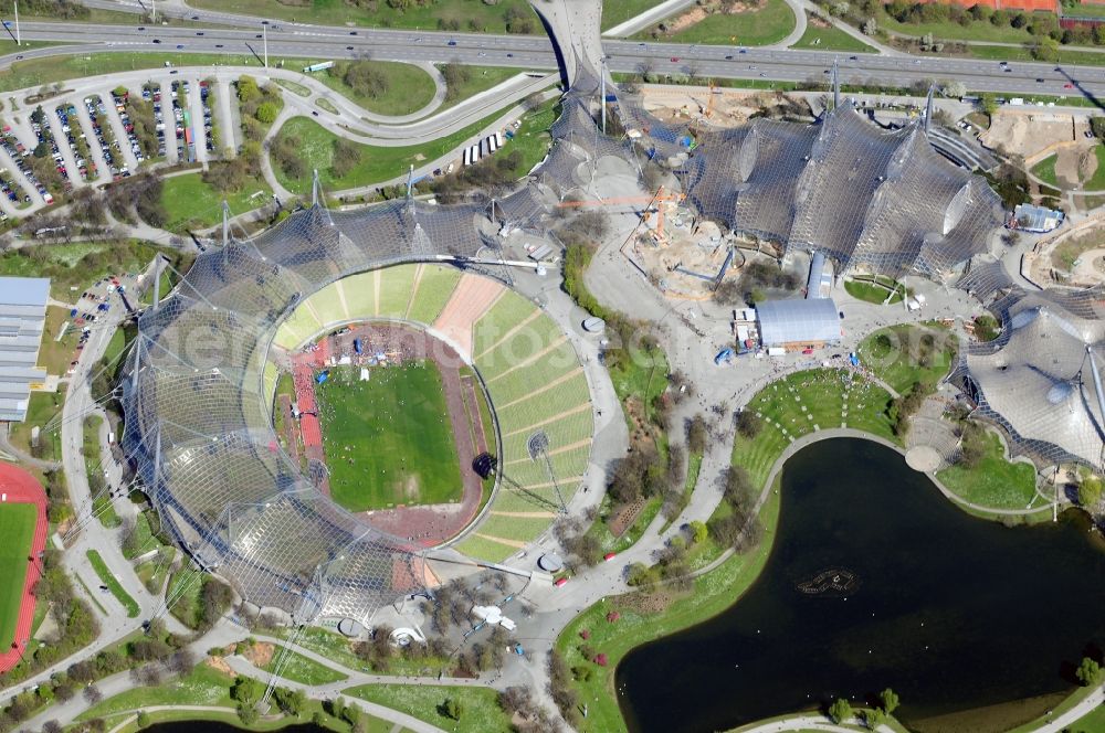 München from the bird's eye view: The Olympic Stadium in the Olympic Park Munich