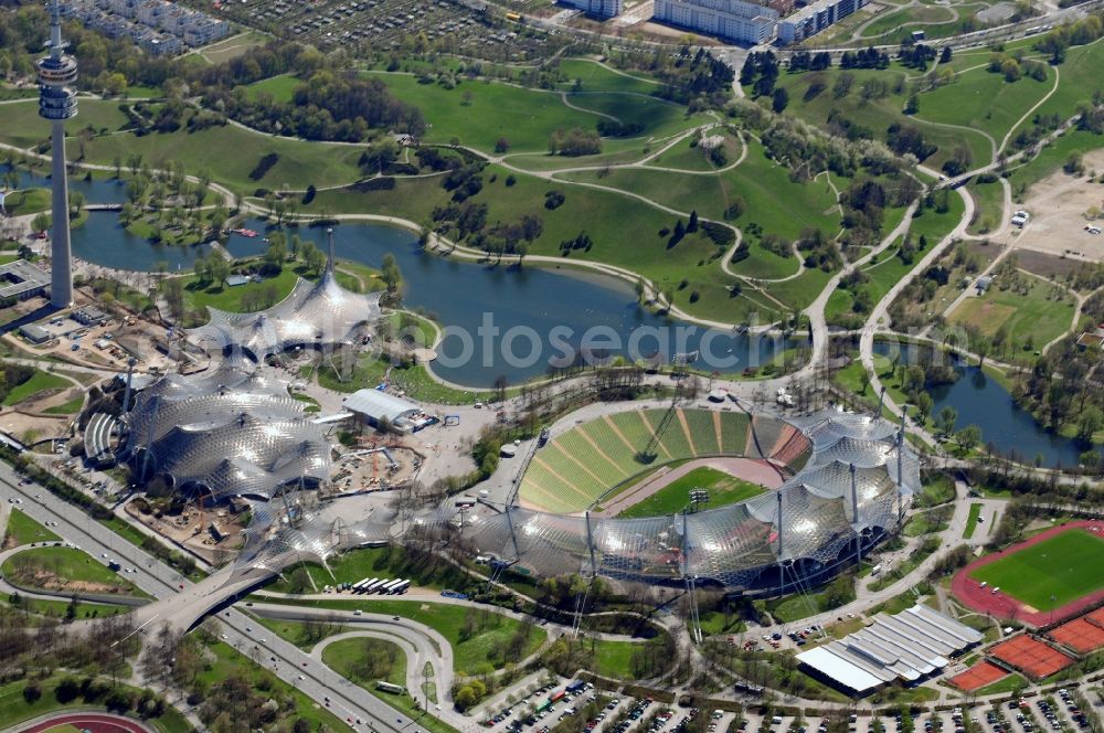 München from above - The Olympic Stadium in the Olympic Park Munich