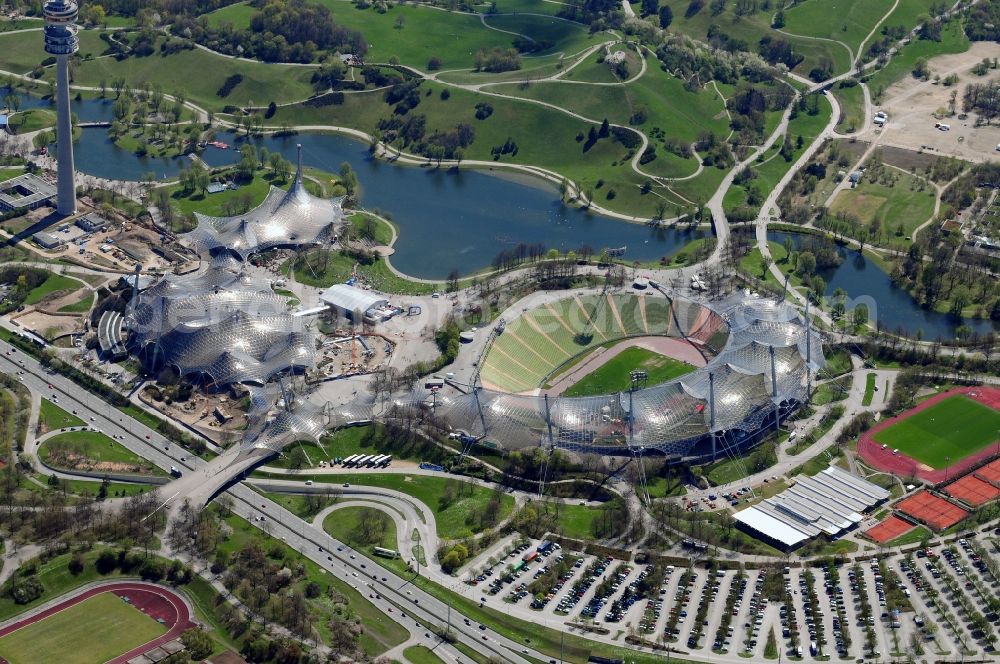 München from the bird's eye view: The Olympic Stadium in the Olympic Park Munich