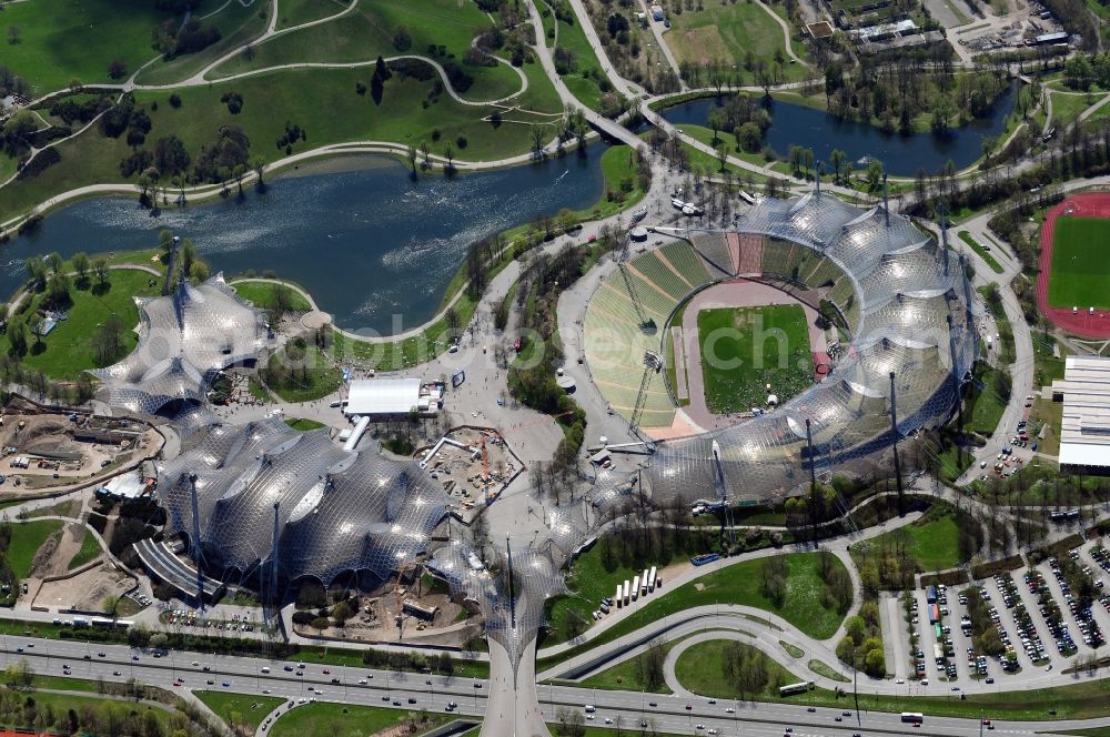 Aerial image München - The Olympic Stadium in the Olympic Park Munich