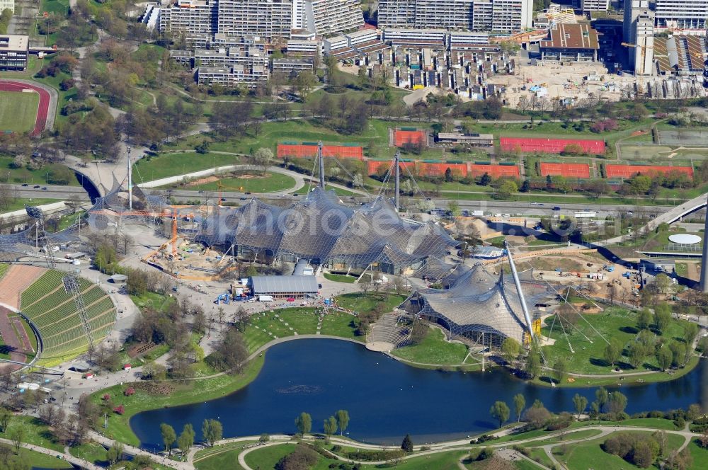 München from the bird's eye view: The Olympic Stadium in the Olympic Park Munich