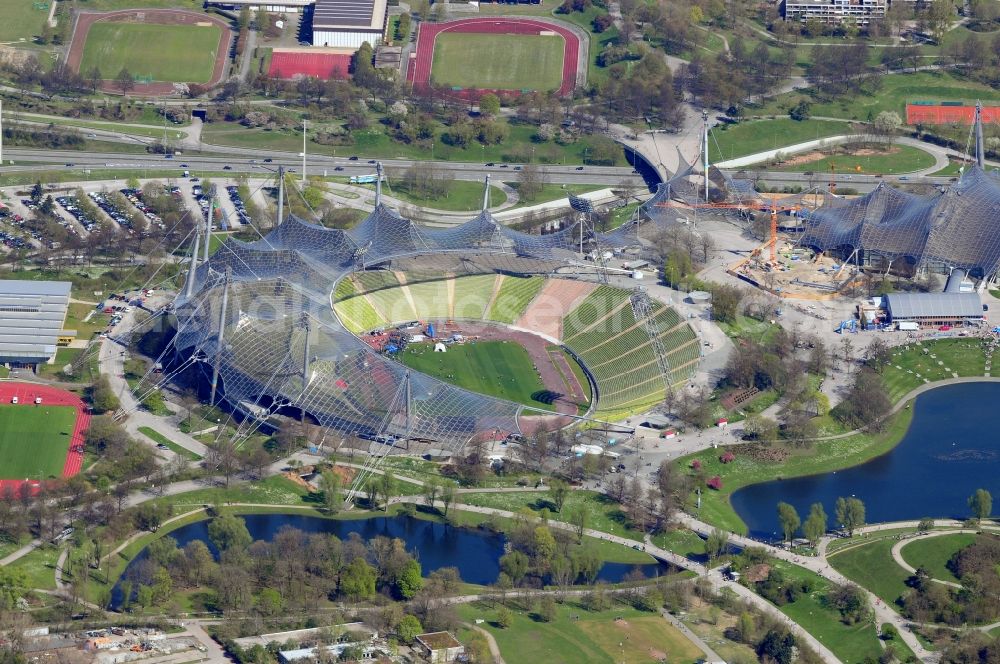 Aerial image München - The Olympic Stadium in the Olympic Park Munich