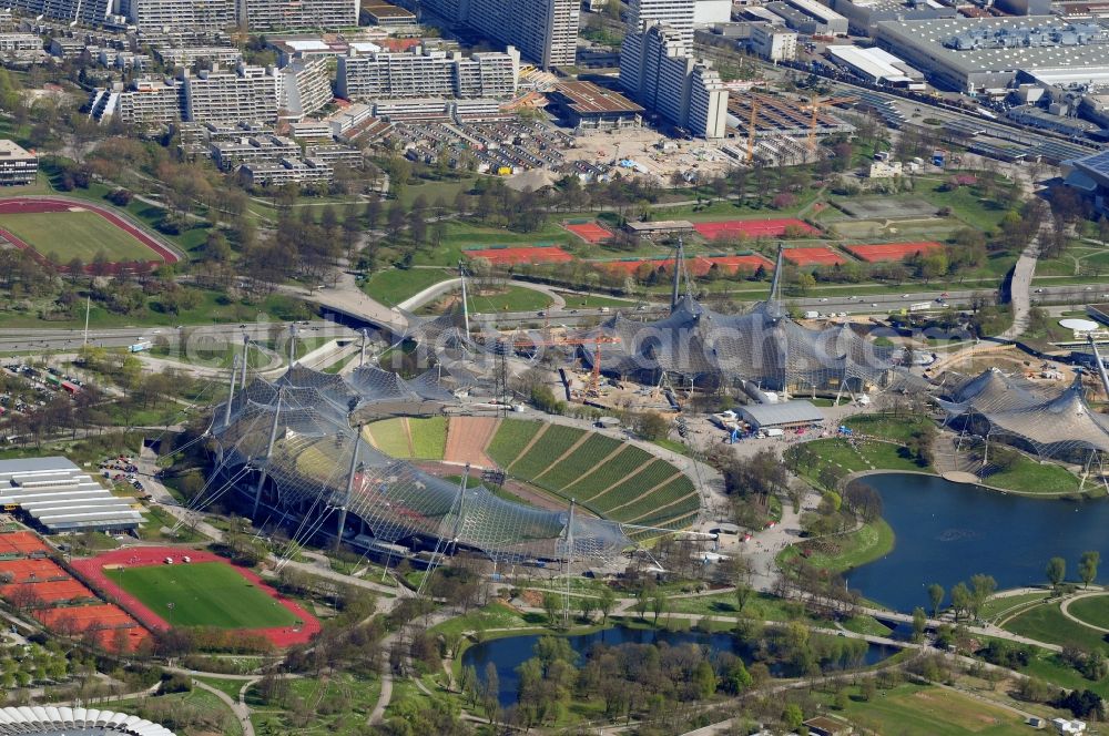 Aerial photograph München - The Olympic Stadium in the Olympic Park Munich