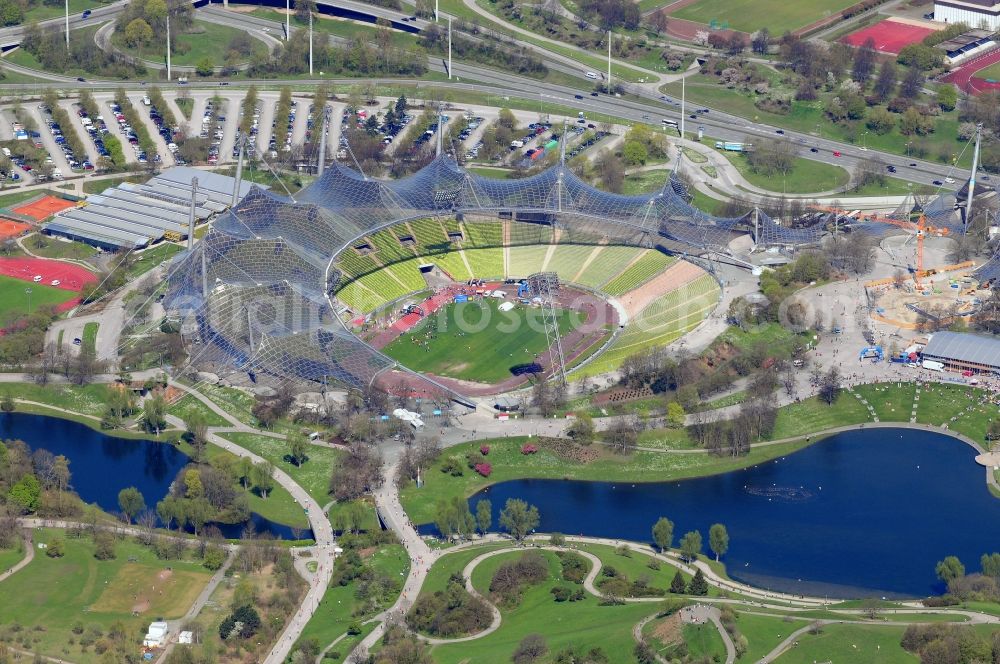 Aerial image München - The Olympic Stadium in the Olympic Park Munich