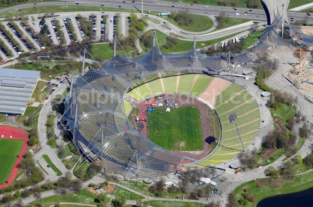 München from above - The Olympic Stadium in the Olympic Park Munich