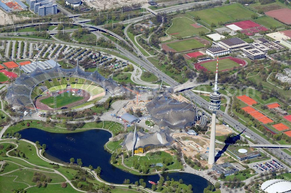 München from the bird's eye view: The Olympic Stadium in the Olympic Park Munich