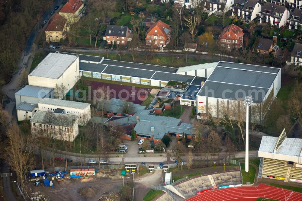 Aerial image Bochum - Olympic base with sports halls and boarding school in Bochum Wattenscheid district in North Rhine-Westphalia