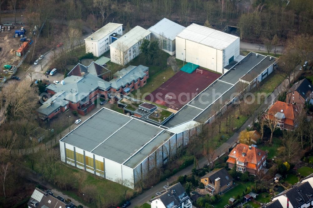 Aerial image Bochum - Olympic base with sports halls and boarding school in Bochum Wattenscheid district in North Rhine-Westphalia