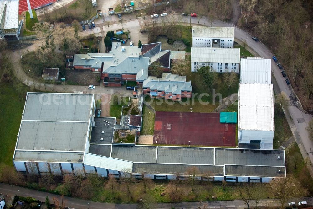 Aerial image Bochum - Olympic base with sports halls and boarding school in Bochum Wattenscheid district in North Rhine-Westphalia