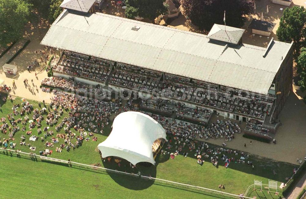 Aerial photograph Hoppegarten / Brandenburg - Open Air - Konzert auf der Galopprennbahn Hoppegarten (Strauß-Konzert) am 28.06.97 um 17:00 Uhr.