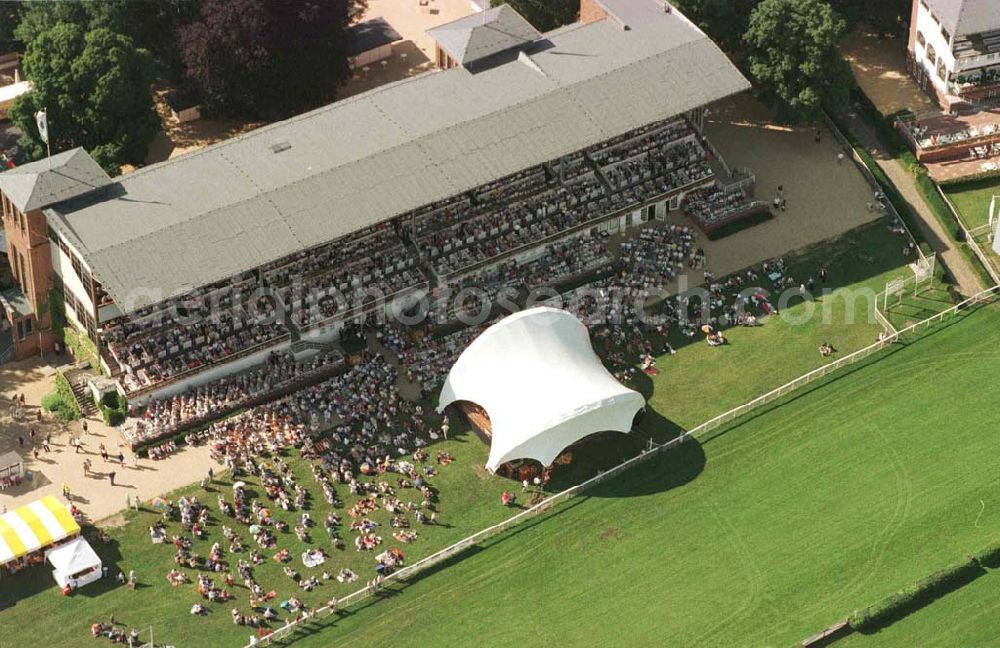 Hoppegarten / Brandenburg from the bird's eye view: Open Air - Konzert auf der Galopprennbahn Hoppegarten (Strauß-Konzert) am 28.06.97 um 17:00 Uhr.