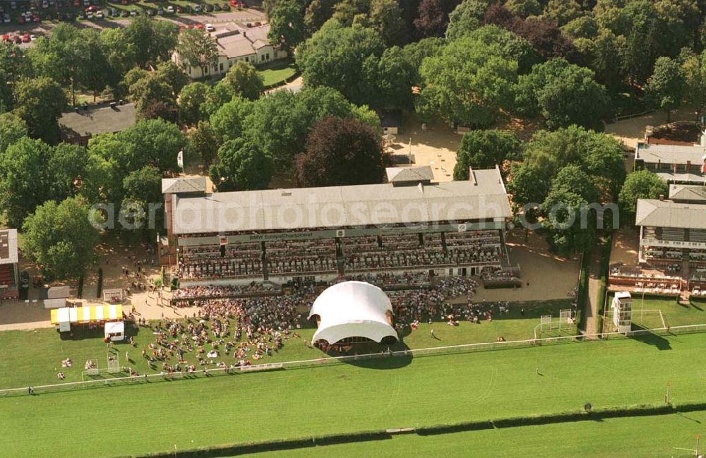 Hoppegarten / Brandenburg from the bird's eye view: Open Air - Konzert auf der Galopprennbahn Hoppegarten (Strauß-Konzert) am 28.06.97 um 17:00 Uhr.