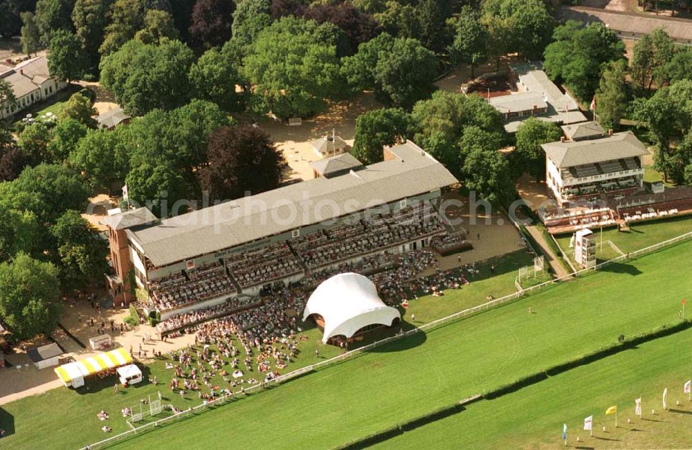 Aerial photograph Hoppegarten / Brandenburg - Open Air - Konzert auf der Galopprennbahn Hoppegarten (Strauß-Konzert) am 28.06.97 um 17:00 Uhr.