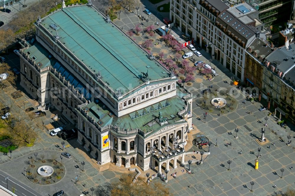 Frankfurt am Main from the bird's eye view: Opera house Alte Oper in the district Innenstadt in Frankfurt in the state Hesse, Germany