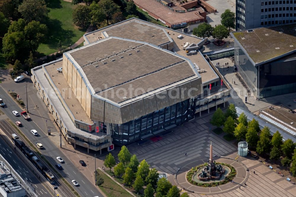 Leipzig from above - Opera house Gewandhaus zu Leipzig on Augustusplatz in the district Mitte in Leipzig in the state Saxony, Germany