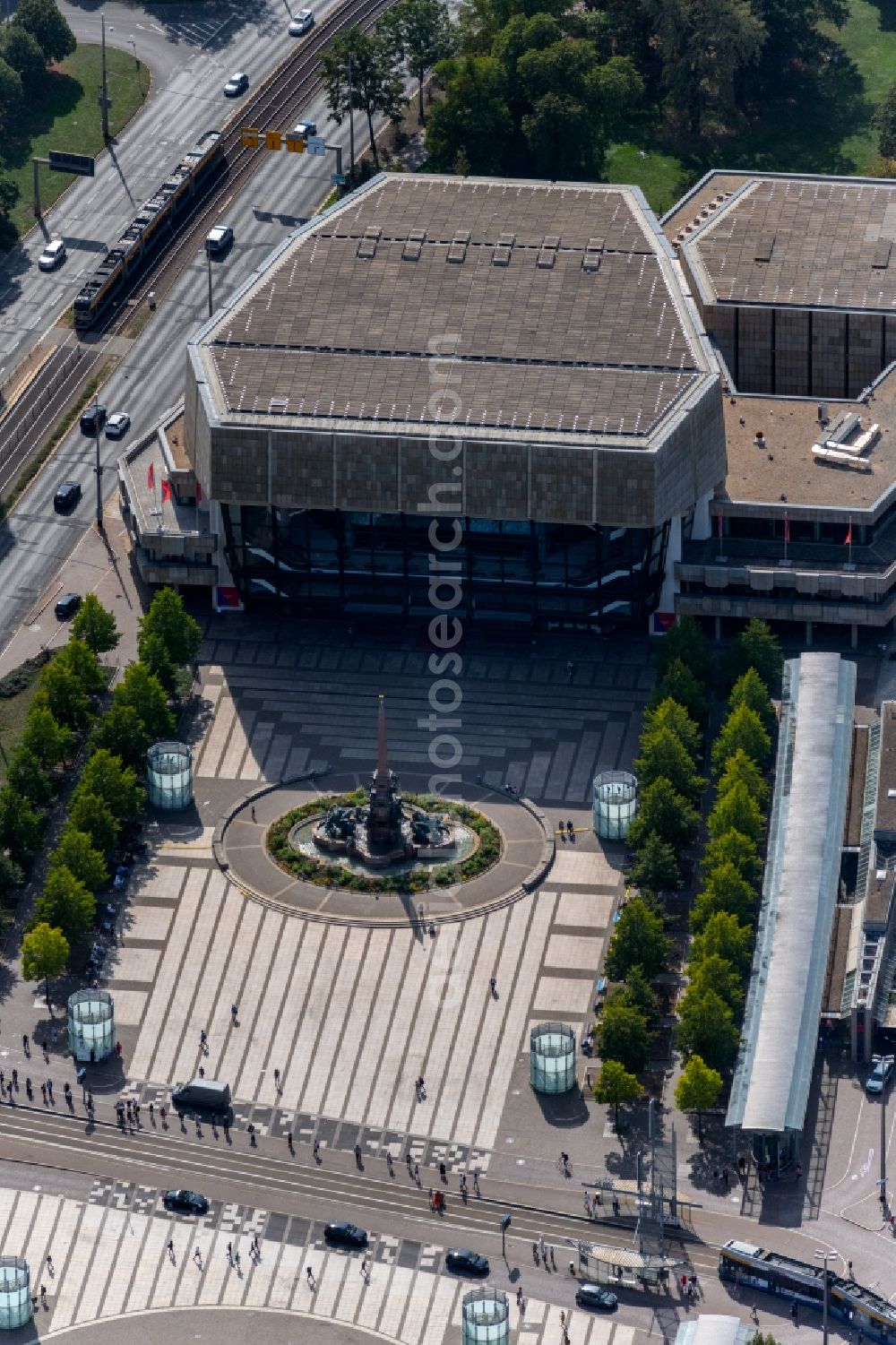 Leipzig from the bird's eye view: Opera house Gewandhaus zu Leipzig on Augustusplatz in the district Mitte in Leipzig in the state Saxony, Germany