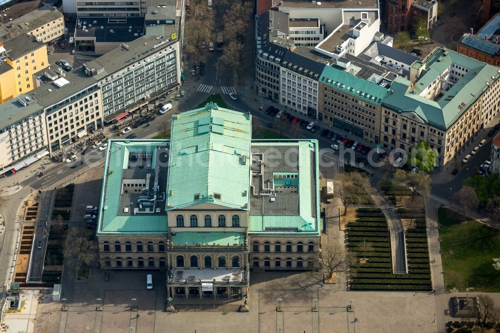 Hannover from above - Opera house in Hannover in the state Lower Saxony, Germany