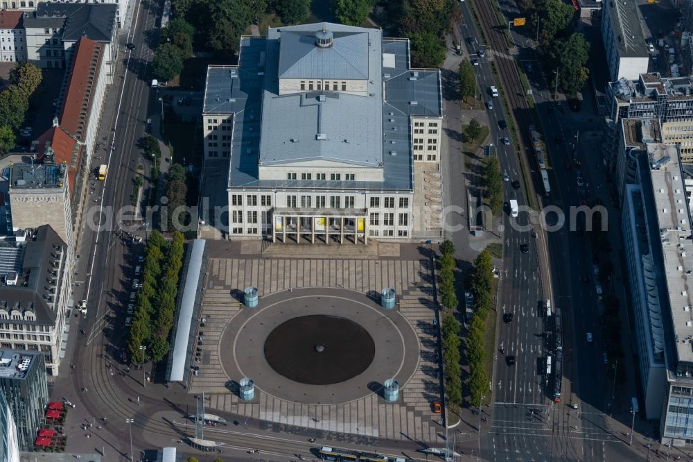 Leipzig from the bird's eye view: Opera house Oper Leipzig on Augustusplatz in Leipzig in the state Saxony, Germany