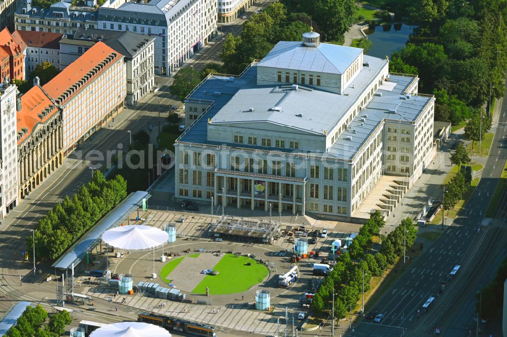 Aerial photograph Leipzig - Opera house Oper Leipzig on Augustusplatz in Leipzig in the state Saxony, Germany