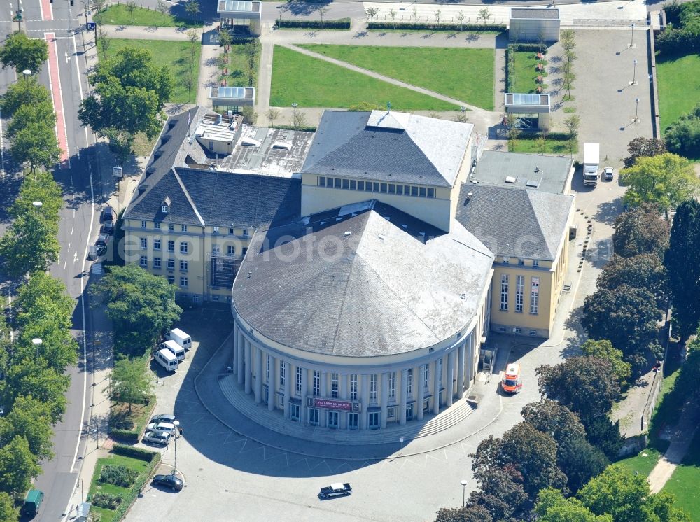 Aerial photograph Saarbrücken - Opera house Saarlaendisches Staatstheater on place Schillerplatz in the district Sankt Johann in Saarbruecken in the state Saarland, Germany