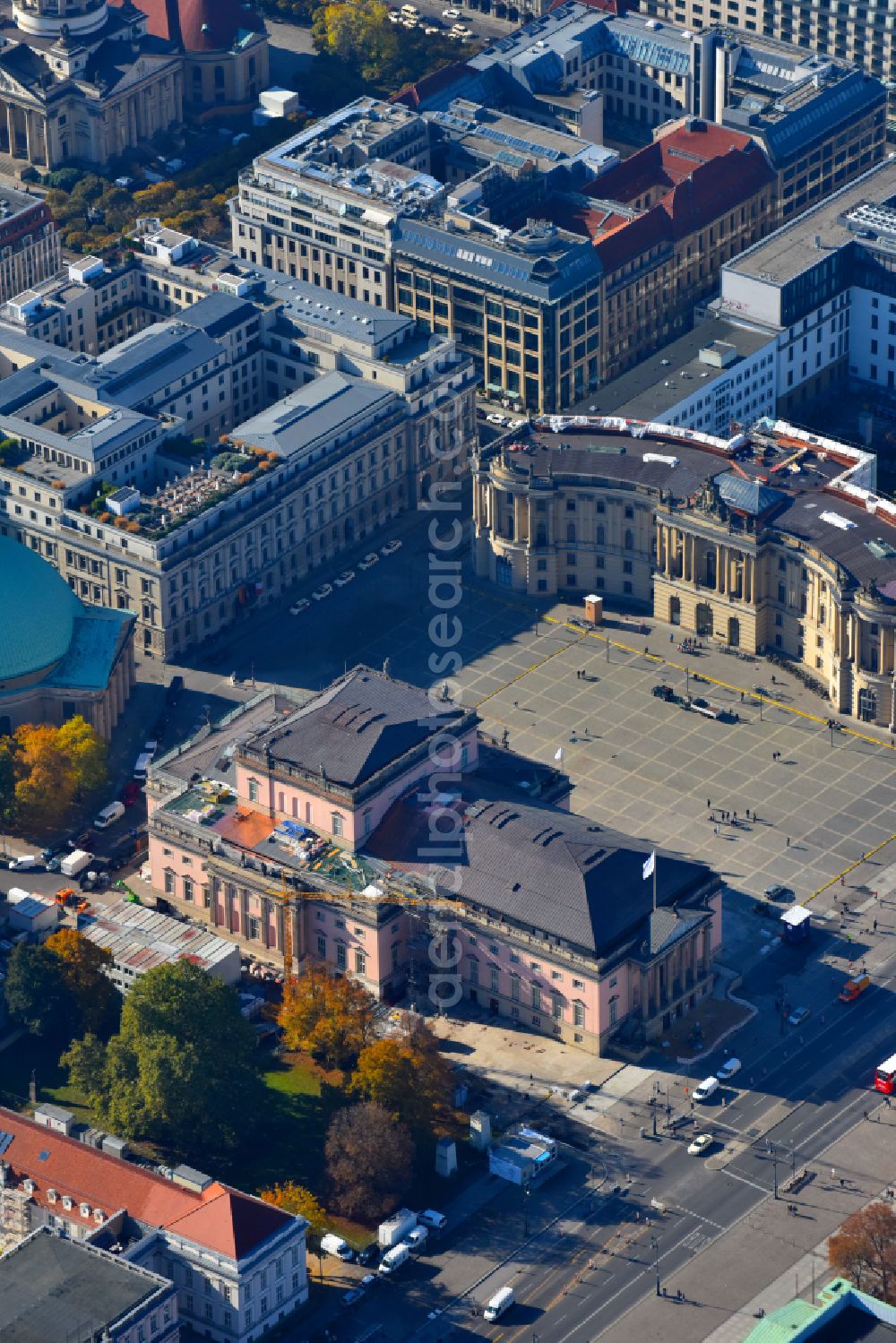 Aerial photograph Berlin - Opera house Staatsoper on street Unter den Linden in the district Mitte in Berlin, Germany