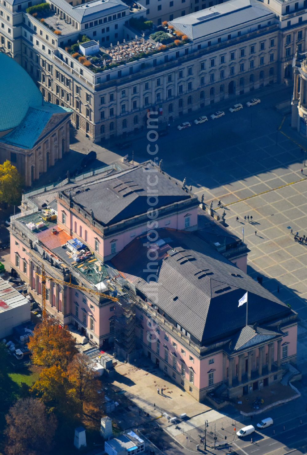 Aerial photograph Berlin - Opera house Staatsoper on street Unter den Linden in the district Mitte in Berlin, Germany