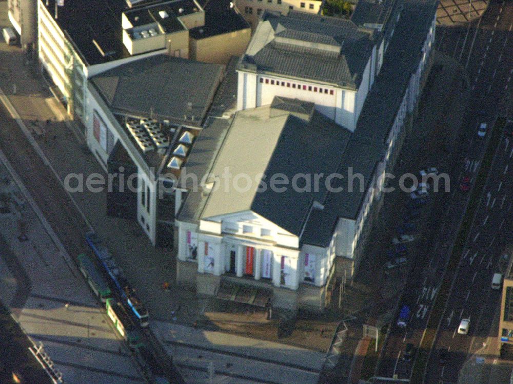 Aerial image Magdeburg - Opera house of the theater Magdeburg, Districtlibrary Sudenburg and Citylibrary Magdeburg at Erzberger street in the district Altstadt in Magdeburg in the state Saxony-Anhalt