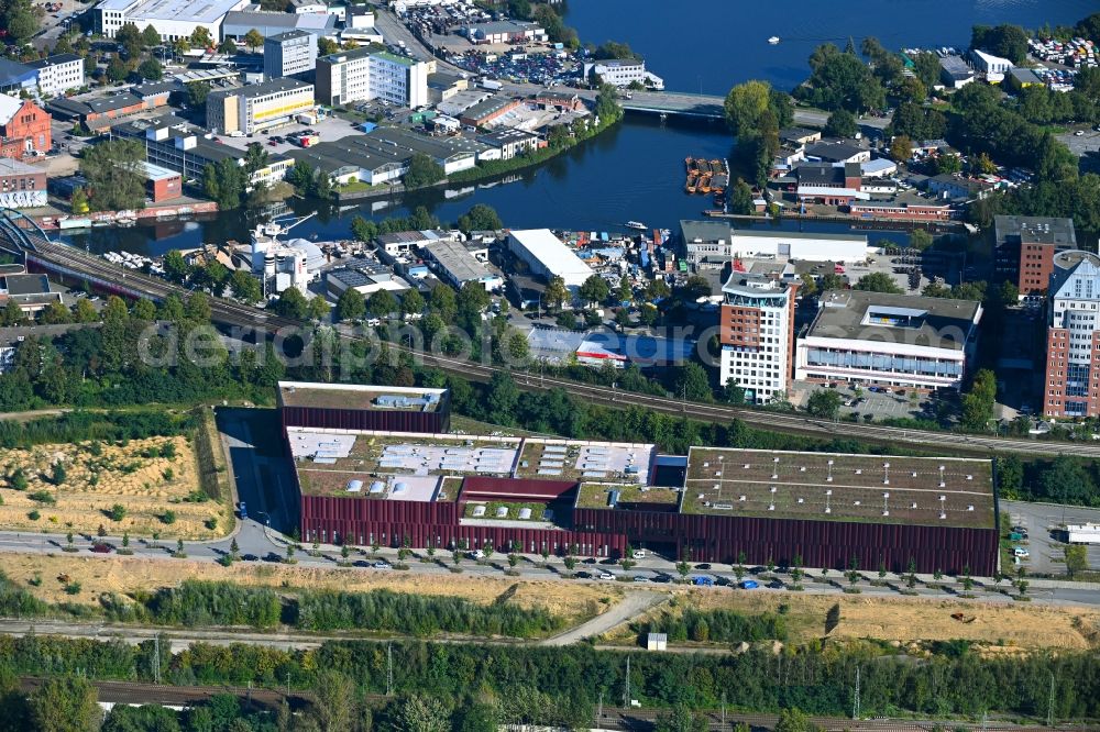 Hamburg from above - Opernwerkstaetten and -fandi for the Hamburger Staatsoper on Billstrasse in the district Rothenburgsort in Hamburg, Germany