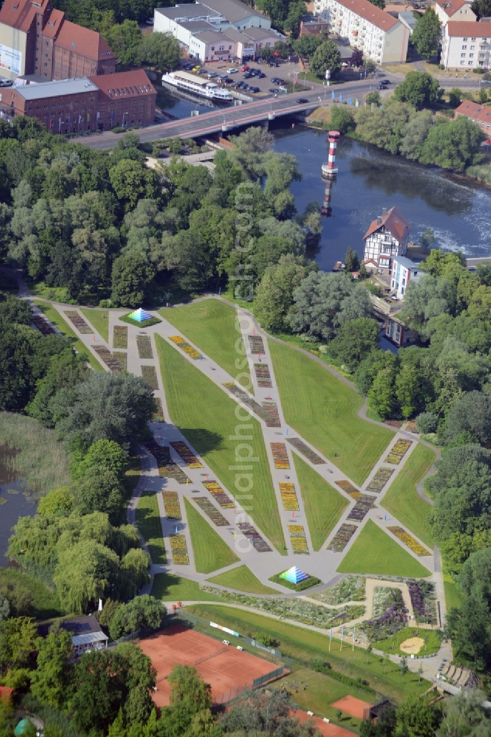 Aerial photograph Rathenow - View the grounds of the Federal horticultural show (BUGA) by 2015 in Rathenow in the German State of Brandenburg in the optics Park area. The village was already hosts the exibition Landesgartenschau (LAGA)