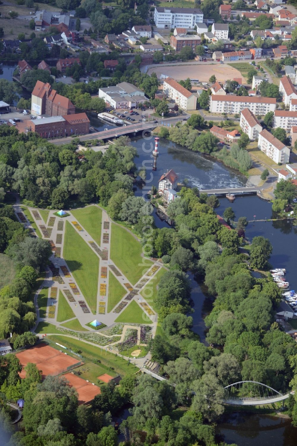 Rathenow from above - View the grounds of the Federal horticultural show (BUGA) by 2015 in Rathenow in the German State of Brandenburg in the optics Park area. The village was already hosts the exibition Landesgartenschau (LAGA)